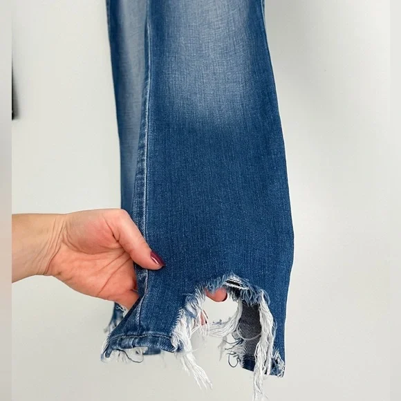 L’agence Harmon Bleach High Rise Straight Leg Jeans Bitten Fray Hem size 28 or 6 - Picture 5 of 11
